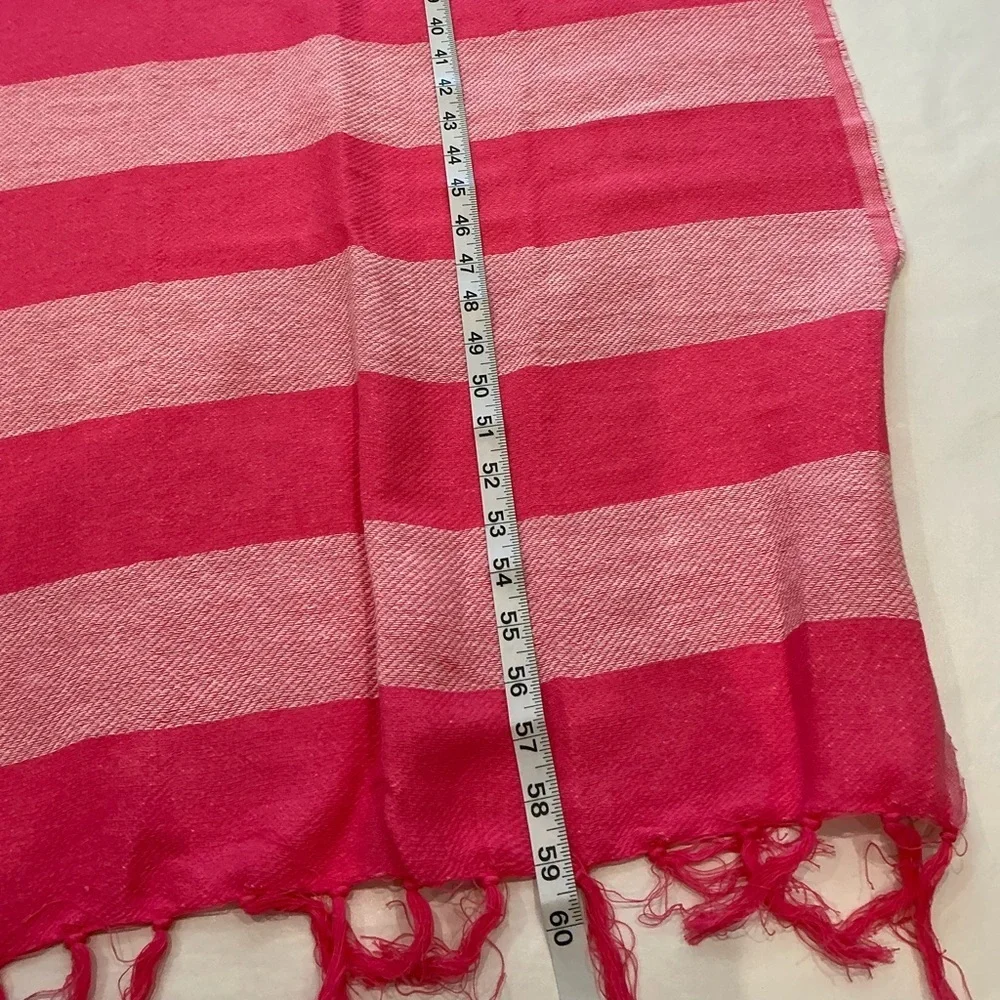Victoria's Secret Fringe Striped Beach Blanket Throw in Pink